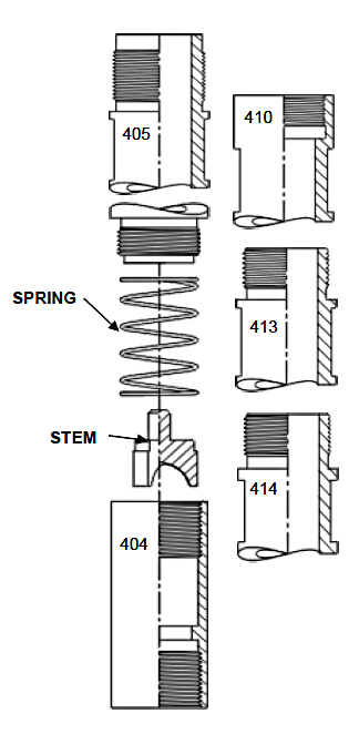 Closed Spring Loaded Assembly (405, 410, 413, 414) Description